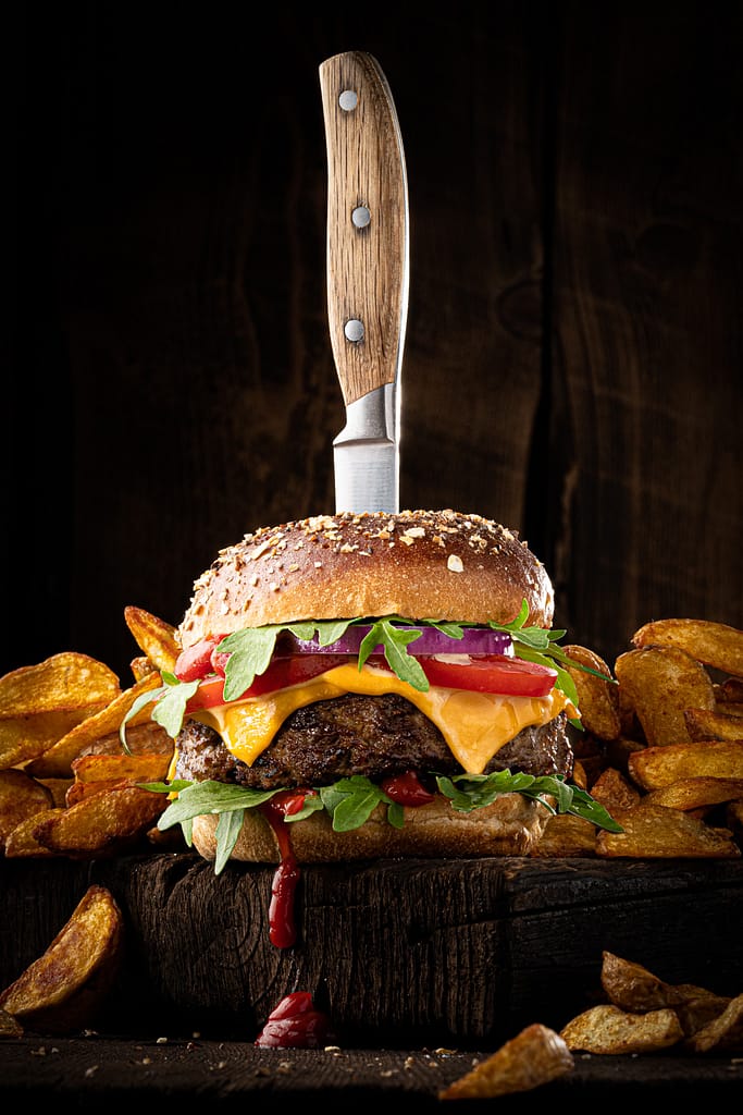 Burger mit Wedges